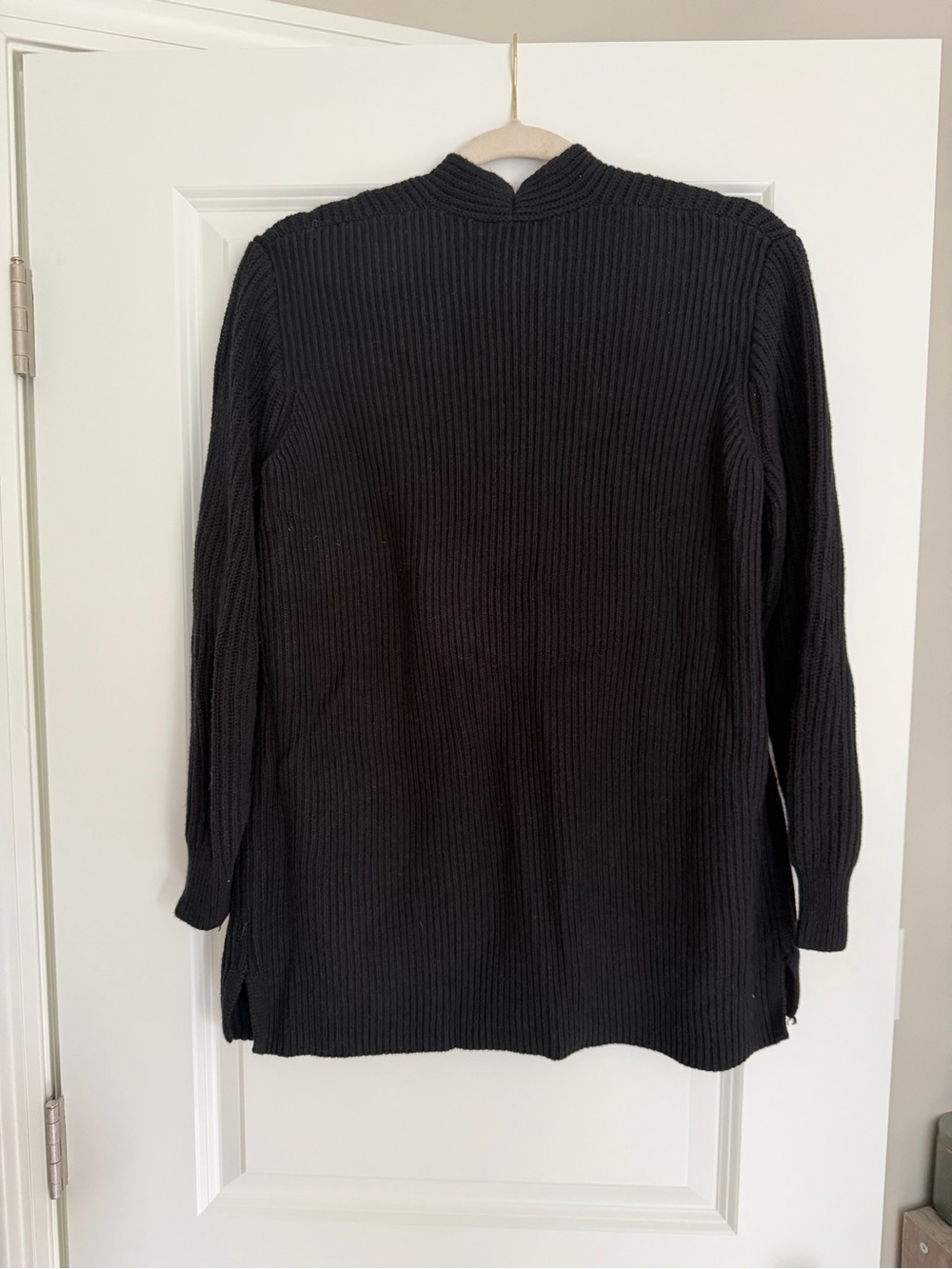 Open-Front Ribbed Cardigan Sweater - Black - Picture 3 of 3